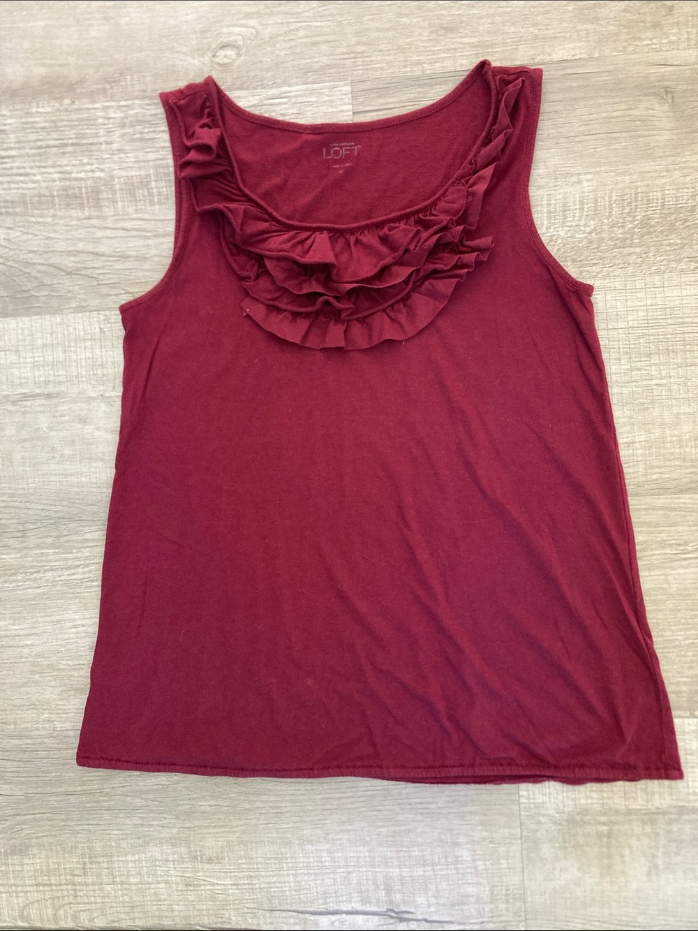 Loft Ruffled Burgundy Top